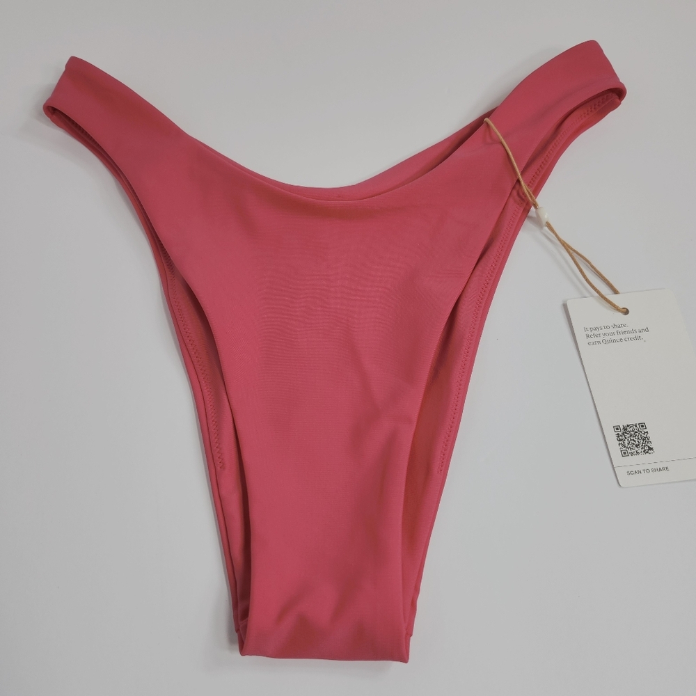 Quince Italian High Leg Bikini Bottom Small Pink Swimwear Beach NEW NWT - Picture 1 of 6